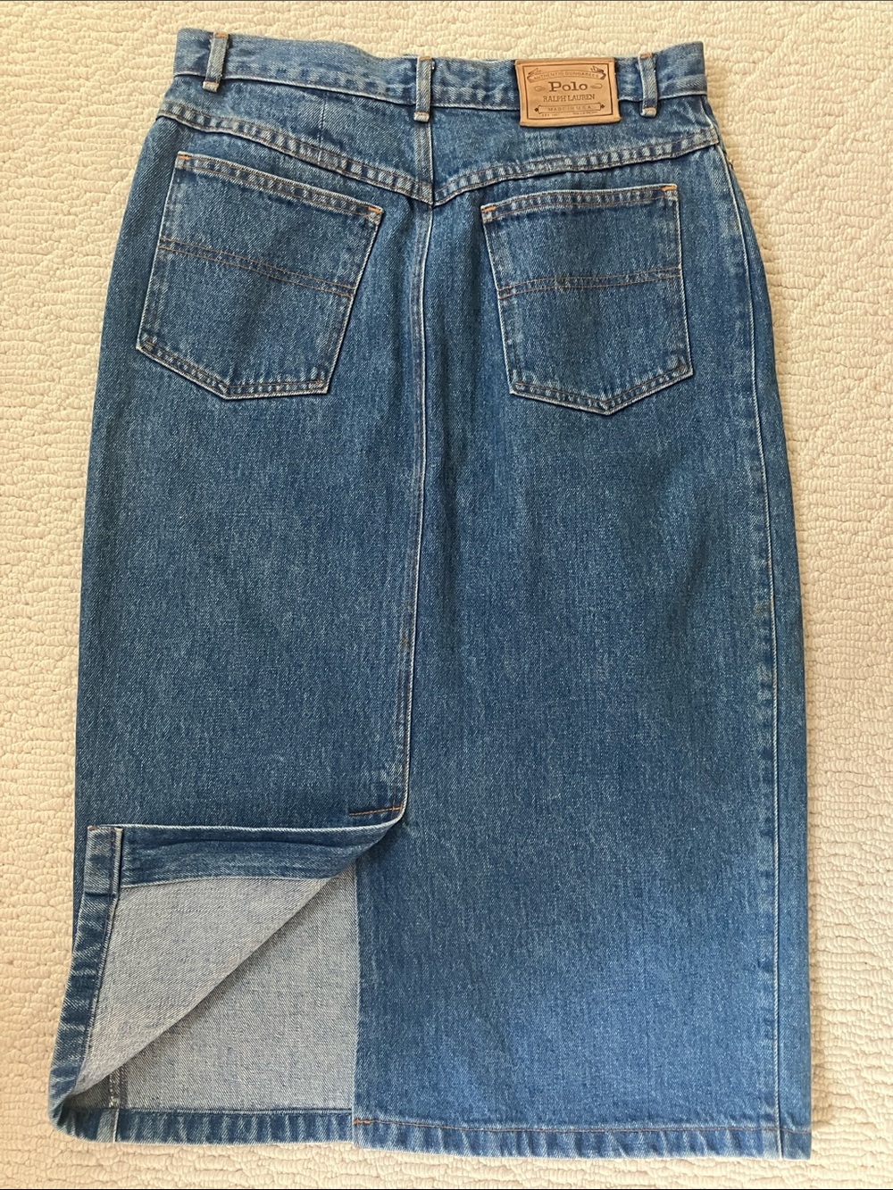 Vintage Ralph Lauren Polo jean skirt midi long pencil denim cotton EUC sz 10